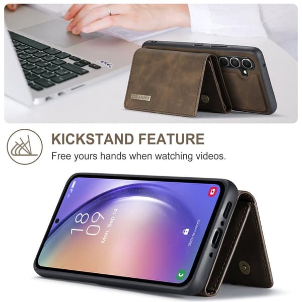 DG.MING Konstläder Plånboksfodral för Samsung Galaxy A14 5G - Brun