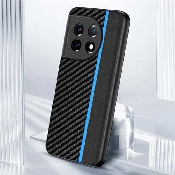 OnePlus 11 5G Mobilskal Carbon Fiber PU-Läder  - Guld