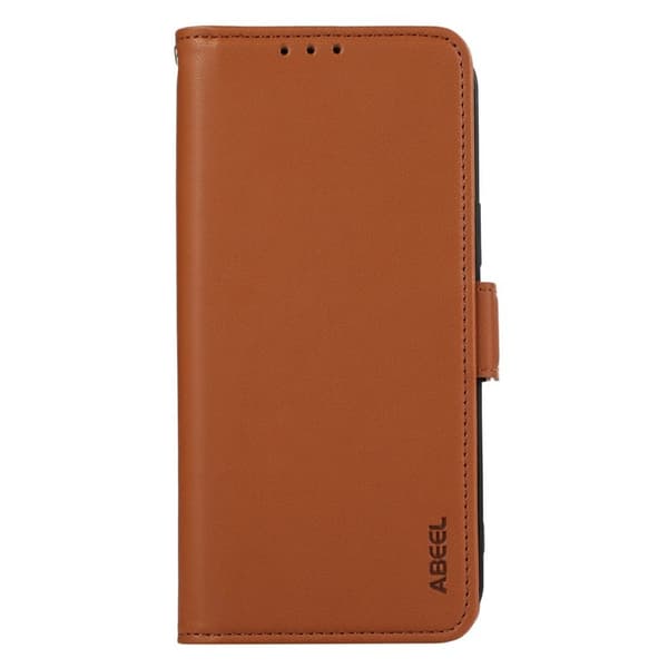 ABEEL iPhone 14 Plånboksfodral Konstläder Ställ RFID Blockerande - Brun