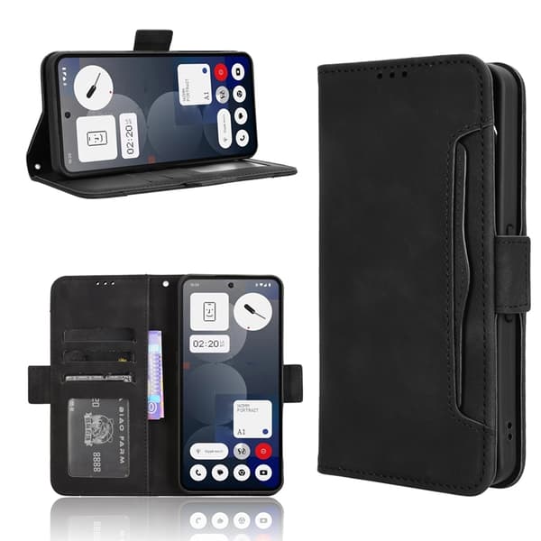 Nothing Phone (3a) Pro Plånboksfodral Läder - Svart Svart