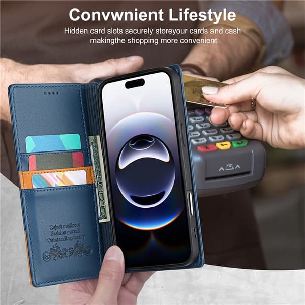 N.BEKUS iPhone Air Konstläder Plånboksfodral RFID-Skydd P3 - Blå Blå