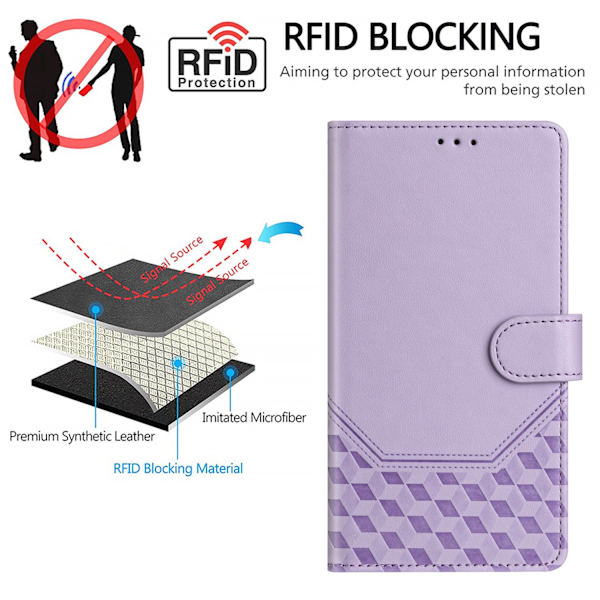 Nothing Phone (3a) Plånboksfodral Imprinted Honeycomb RFID Lila