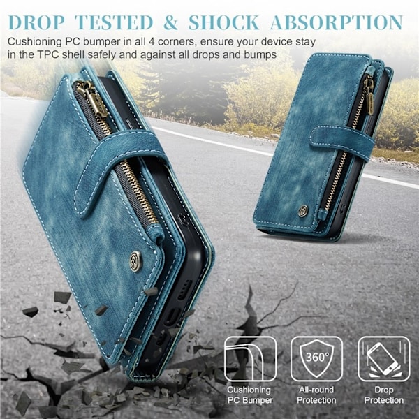 CASEME iPhone 15 Pro Max Plånboksfodral C30 Zipper - Blå