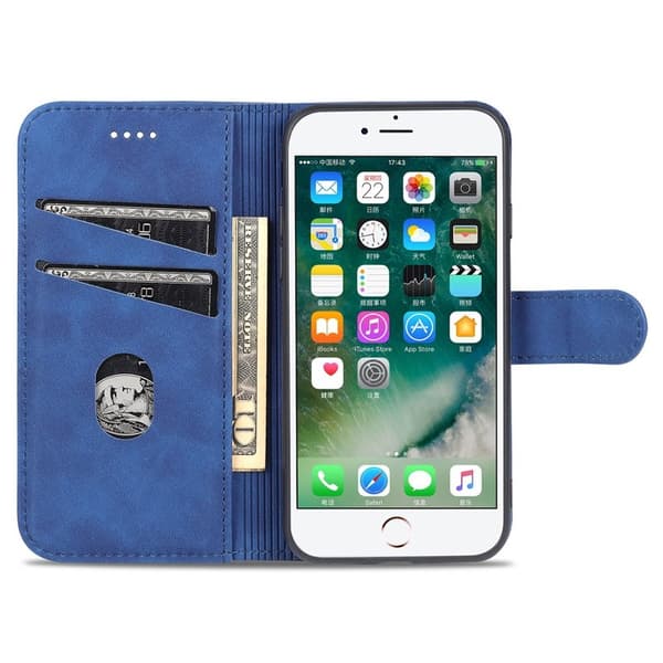 AZNS iPhone 7/8/SE (2020/2022) Plånboksfodral Konstläder - Blå
