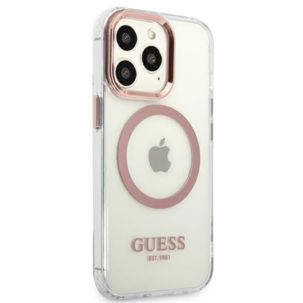 Guess iPhone 13 Pro Cover Magsafe Metal Outline - Pink