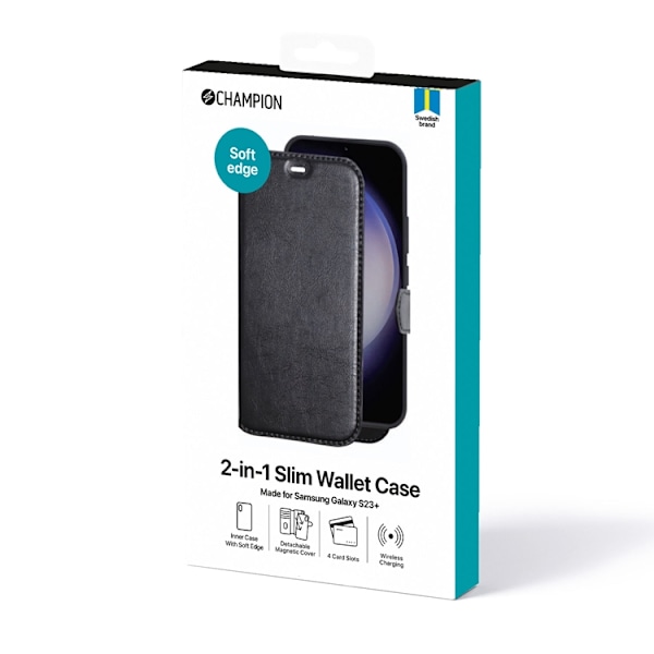 CHAMPION Galaxy S23 Plus Plånboksfodral 2-in-1 Slim - Svart Svart