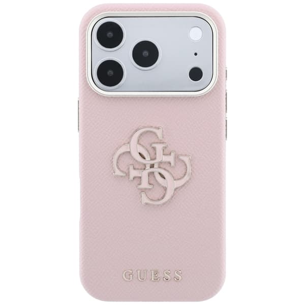 Guess Mobilskal För iPhone 18 Pro Max/17 Pro Max Grained & Big Resin Logo - Rosa Rosa