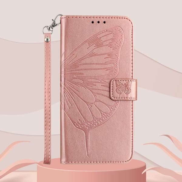 Samsung Galaxy S26 Ultra Plånboksfodral Konstläder Med Handledsrem - Roséguld