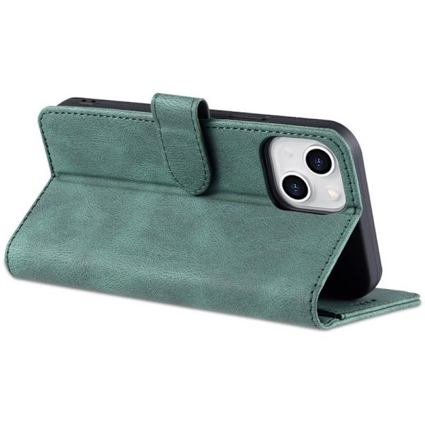 AZNS iPhone 14 Plus Plånboksfodral Konstläder - Grön