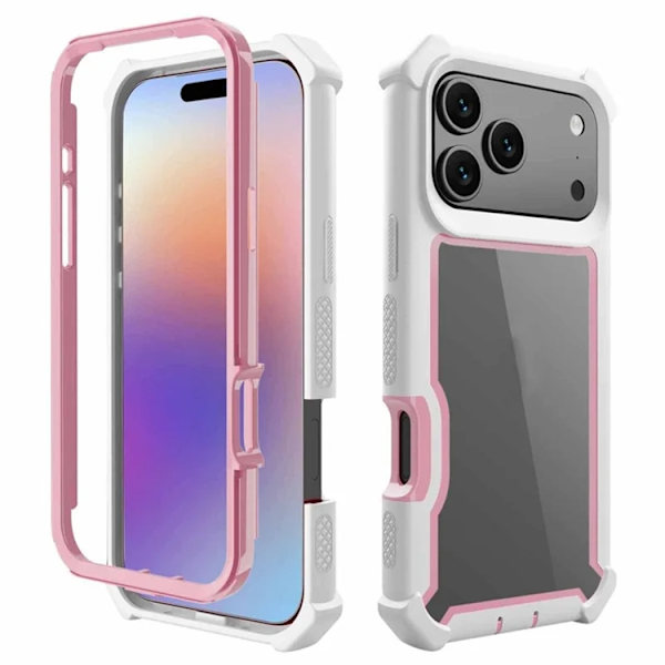 Mobilskal till iPhone 17 Pro Max TPU + PC Shockproof - Vit / Rosa Rosa