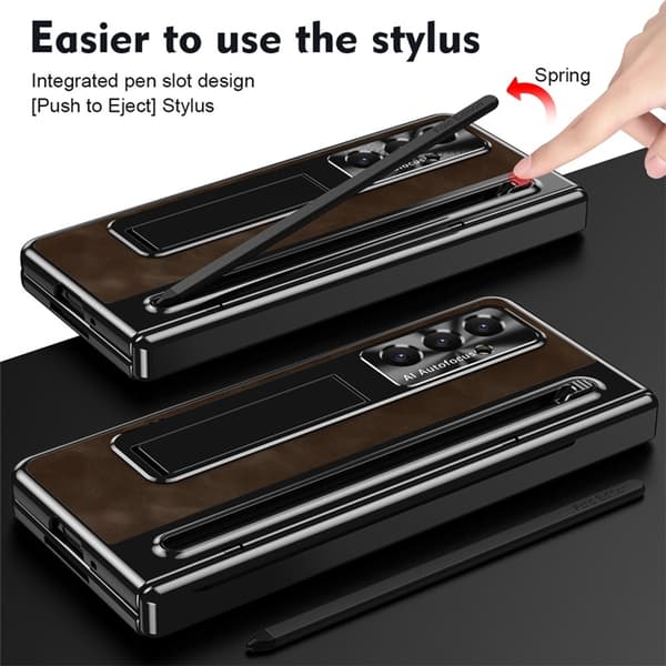 Mobilskal till Galaxy Z Fold7 Kickstand med Stylus - Coffee Brun