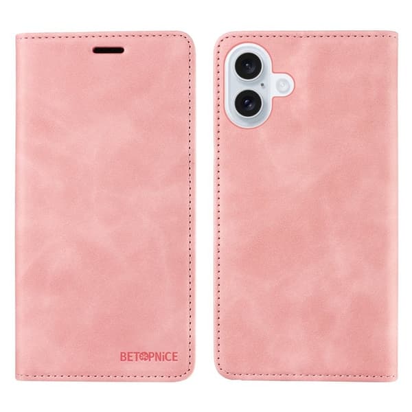 BETOPNICE iPhone 17 Plånboksfodral Konstläder - Magnetisk - Rosa Rosa