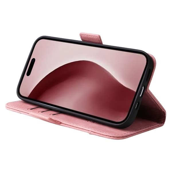 BETOPNICE 001 iPhone 16 Pro Plånboksfodral Konstläder - Rosa