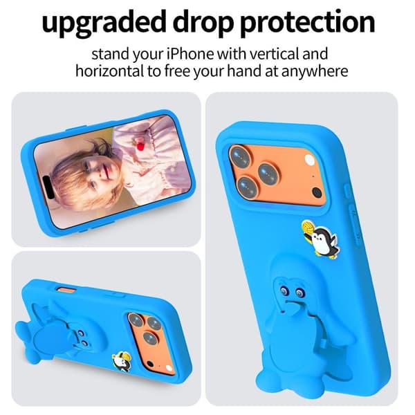 Penguin Mobilskal till iPhone 17 Pro Max Kickstand Stöttålig EVA - Blå
