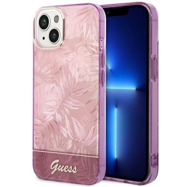 GUESS iPhone 14 Plus Cover Jungle Collection - Rosa Rosa