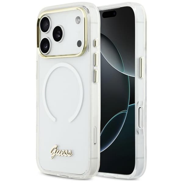 Guess Mobilskal Til iPhone Air MagSafe IML Gradient Script Metal - Hvid Vit