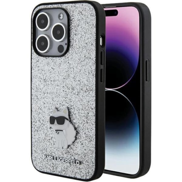 Karl Lagerfeld iPhone 15 Pro Mobiltaske Fast Glitter Metal Pin