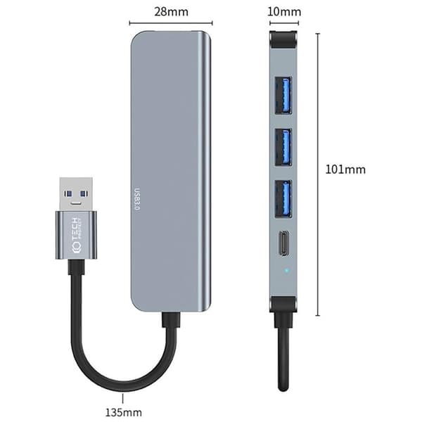 Tech-Protect 5IN1 Hub Adapter - Grå Grå