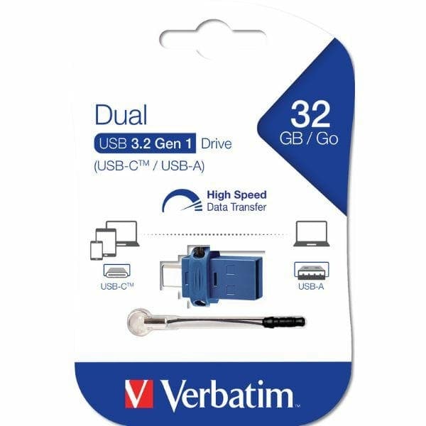 Verbatim Pendrive 32GB USB-C/USB-A Dual Blå
