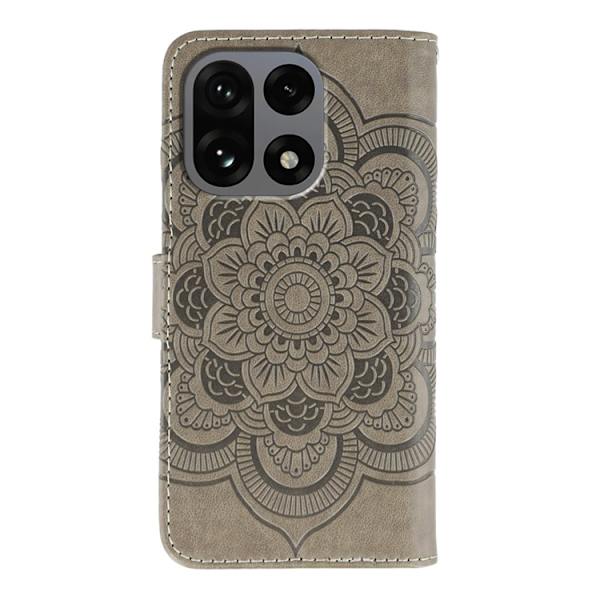 OnePlus 15 Plånboksfodral Mandala Imprinted Konstläder - Grå Grå