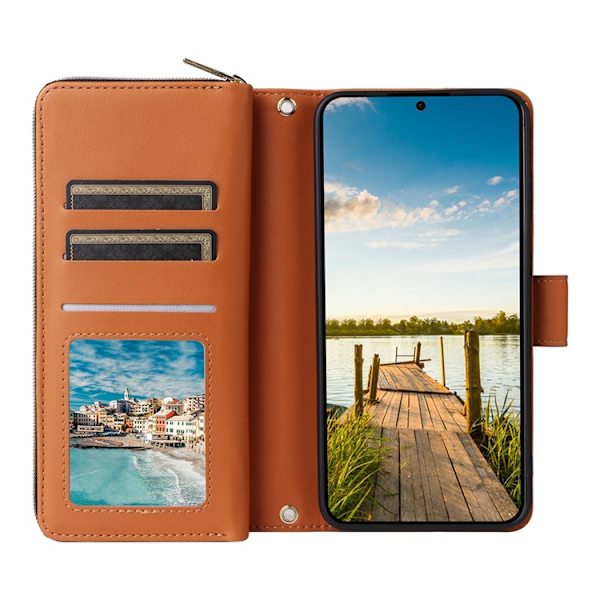 Galaxy A17 / A26 Konstläder Plånboksfodral Med Handledsrem - Brun Brun