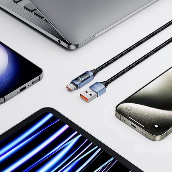 Tech-Protect USB-C till USB-A kabel Ultraboost LED 1m - Blå