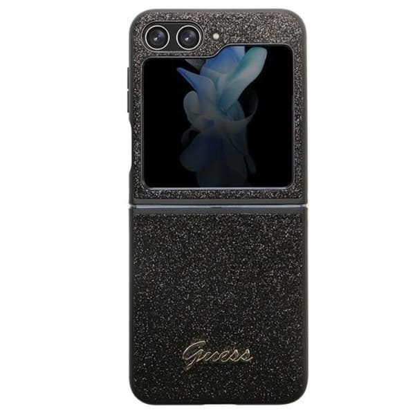 Guess Galaxy Z Flip 5 Mobilskal Glitter Script - Sort Black