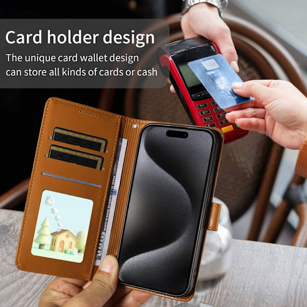 OnePlus 15 Konstläder Plånboksfodral RFID-Skydd Imprinted Dog Pattern Brun