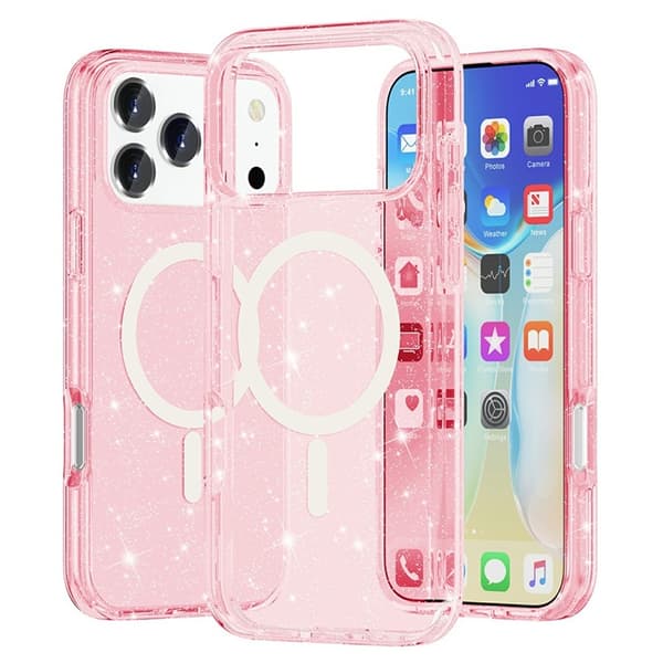 Mobilskal till iPhone 17 Pro MagSafe Puderglitter - Rosa Rosa