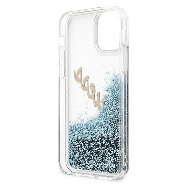 Guess Skal iPhone 12 Mini Glitter Vintage Script - Blå Blå