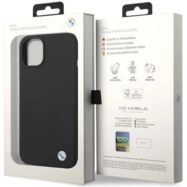 BMW iPhone 15/14/13 Mobilskal Silikon Metal Logo - Svart Svart