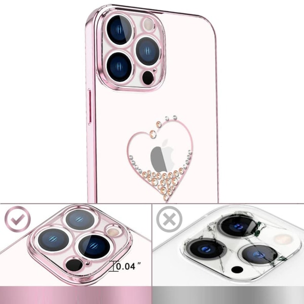 Kingxbar iPhone 13 Pro etui Swarovski - Pink