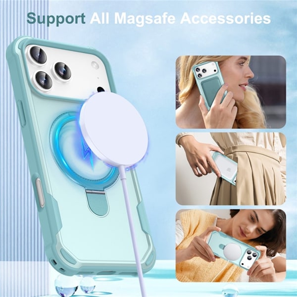 Mobilskal till iPhone 17 Pro MagSafe Kickstand Shockproof - Blå Blå