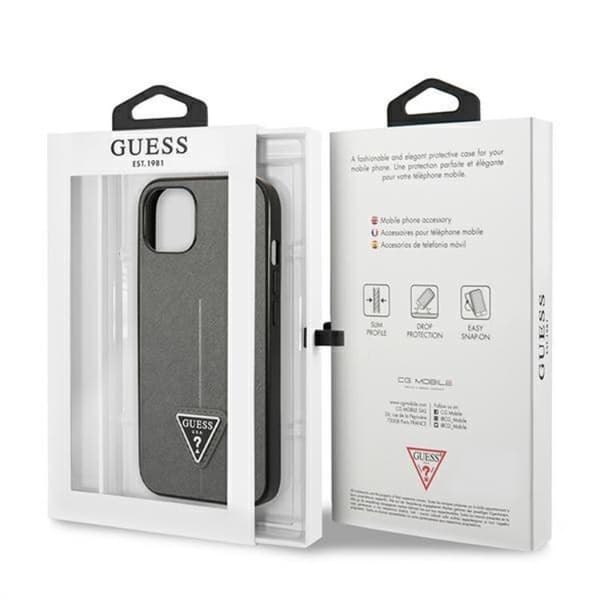 Guess iPhone 13 Mini Skal Saffiano Triangle Logo - Silver Silver