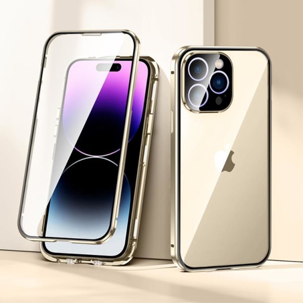 iPhone 14 Pro Cover Metal Magnetic - Guld