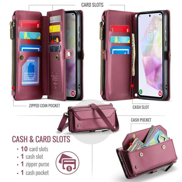 CASEME Plånboksfodral Konstläder för Samsung Galaxy A36 5G - Röd