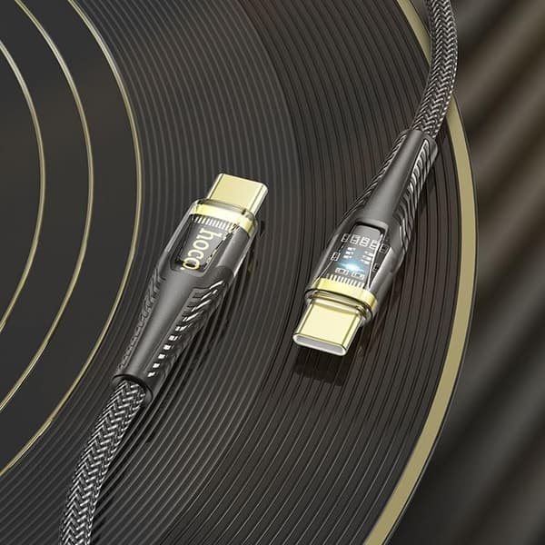 Hoco USB-C - USB-C 60W 3A Kabel 1.2m U121 - Sort Svart