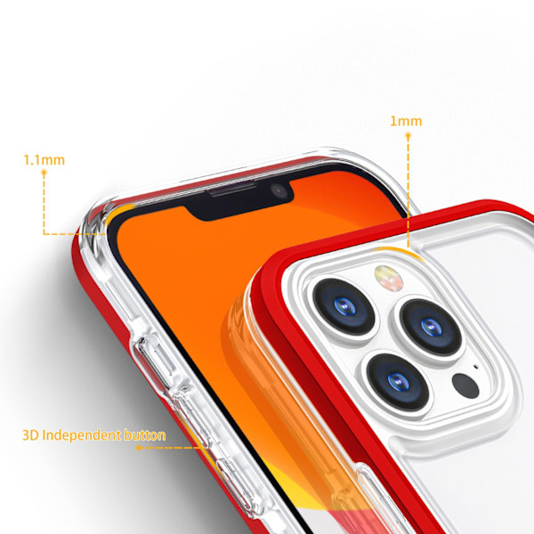 iPhone 13 Pro Max Skal Clear 3in1 - Röd Röd