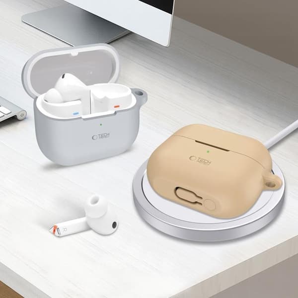 Tech-Protect Galaxy Buds 3/3 Pro Cover silikone krog - Cafe Latte Beige