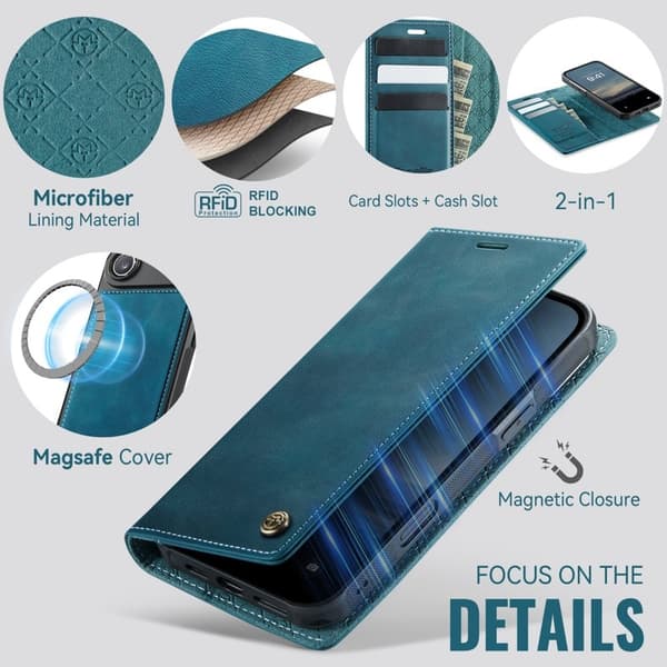 CASEME C49 Mobilskal till iPhone Air MagSafe RFID Blockering Grön