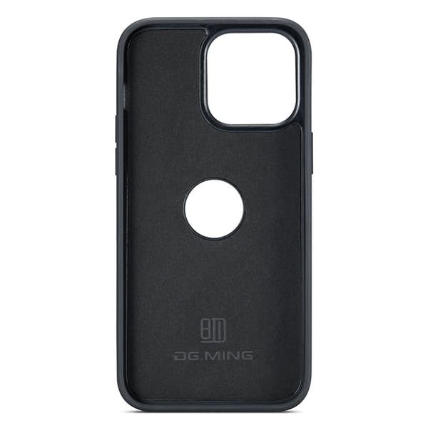 DG.MING Mobilskal till iPhone 15 Logo View Anti-Drop PU Läder - Brun