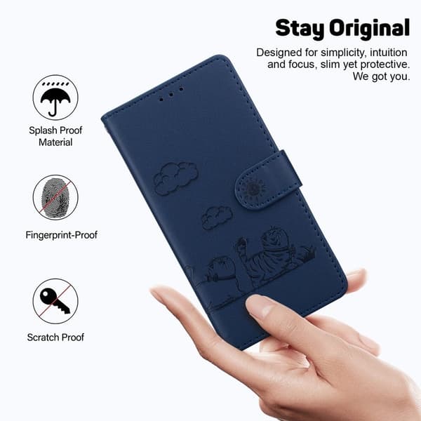 Mobilskal till Samsung Galaxy S26 / S26 Pro RFID-Skydd KattTPU + Konstläder Blå