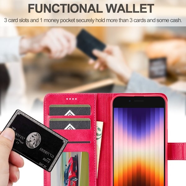 LC.IMEEKE iPhone 16e Plånboksfodral Konstläder - Rosa