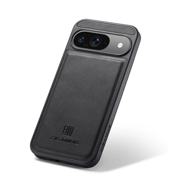 DG.MING Mobilskal till Google Pixel 9 Pro Anti-Drop Läder PC+TPU Svart