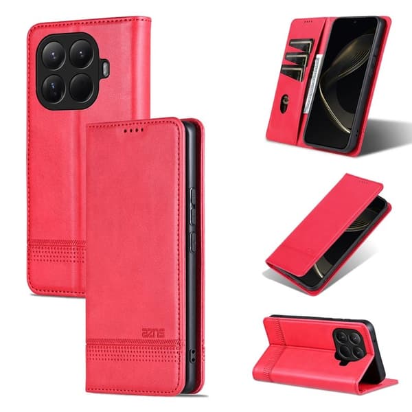 AZNS Xiaomi 15T Pro Plånboksfodral Konstläder - Röd