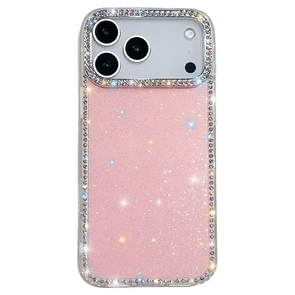Mobilskal till iPhone 17 Pro Rhinestone Edge - Glitter Ljusrosa Rosa