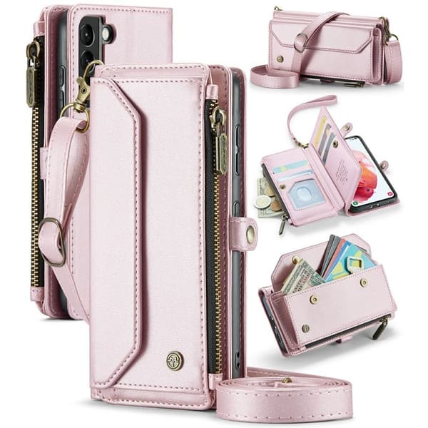 CASEME Plånboksfodral Konstläder för Samsung Galaxy S21+ 5G - Rosa