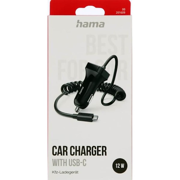 HAMA Billaddare USB-C 12W - Svart Svart