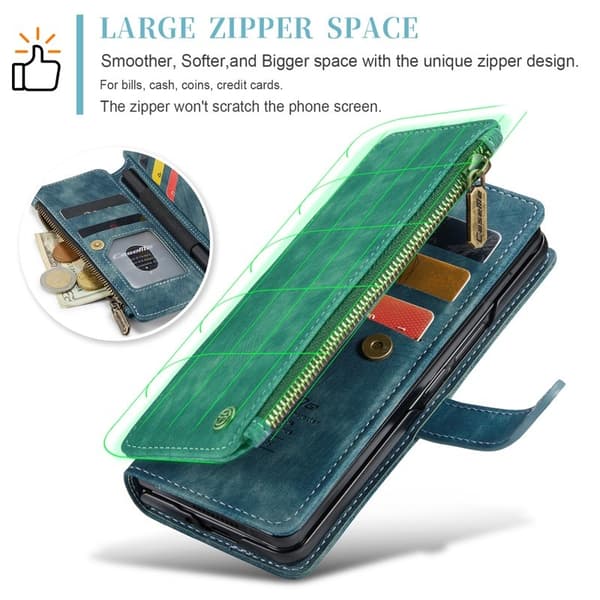 CASEME Konstläder Plånboksfodral för Samsung Galaxy Z Fold5 5G - Blå