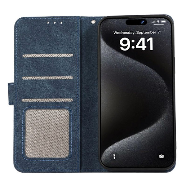 ABEEL iPhone 16 Plus Plånboksfodral RFID-Skydd Blå KonstLäder